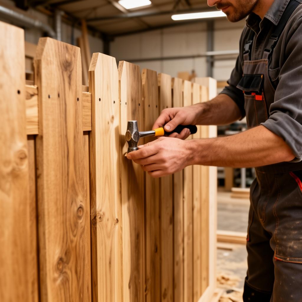 Skilled craftsman finishing a premium fence panel